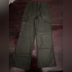 Wide Leg Cargo Pants in Olive Green - Women's Stylish Utility